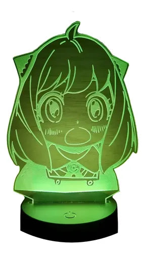 Anya Forger Spy X Family Lampara Led 3d Anime Decoración Negro