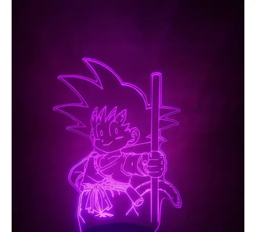 Lámpara Led Goku Baculo Niño Dragon Ball Fanart Decorativa