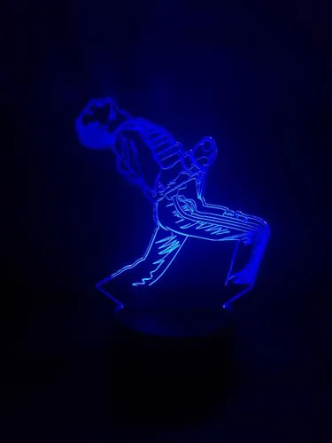 Freddie Mercury Queen Lampara Led 3d Decoracion Iluminacion Negro (base) / Verde (luz)