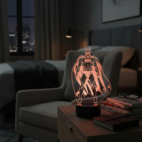 Batman Comic Lampara Led Ilusion 3d Super Heroe Dc Fanart Negro Verde