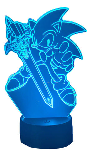 Sonic Espada Lámpara Led Fanart Decorativo Infantil Negro