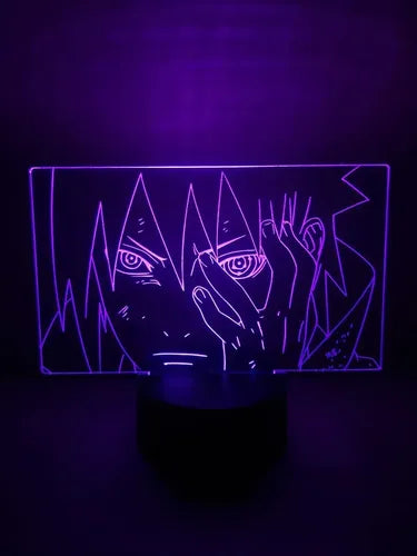 Sasuke Lampara Led Ilusión 3d Naruto Decoración Anime Manga Base Negra