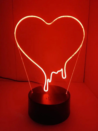 Corazon Derretido Lampara Led Día De Los Enamorados Negro