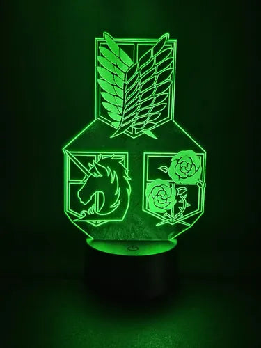 Lámpara Led 3d Escudos Shingeki No Kyojin Decoración Snk