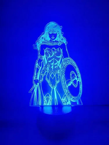 Mujer Maravilla Comic Dc Lampara Led Ilusion 3d Fanart