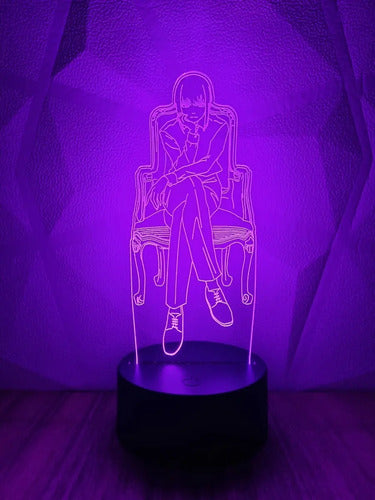 Makima Chainsaw Man Motosierra Lampara Led Ilusion 3d Anime Negro