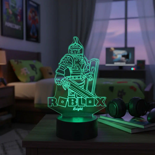 Lámpara Roblox Knight Juego Led Ilusión Decoración Fan Art