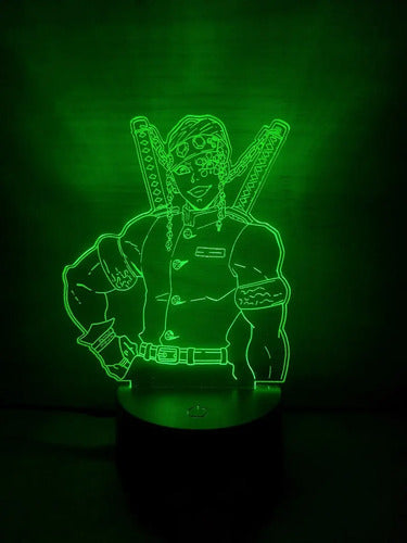 Uzui Tengen Lámpara Led Ilusión 3d Luz Demon Slayer Kny Negro