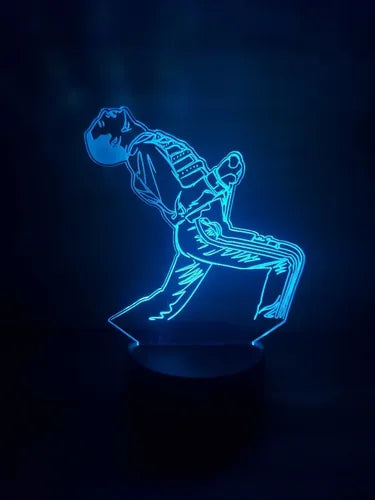 Freddie Mercury Queen Lampara Led 3d Decoracion Iluminacion Negro (base) / Verde (luz)