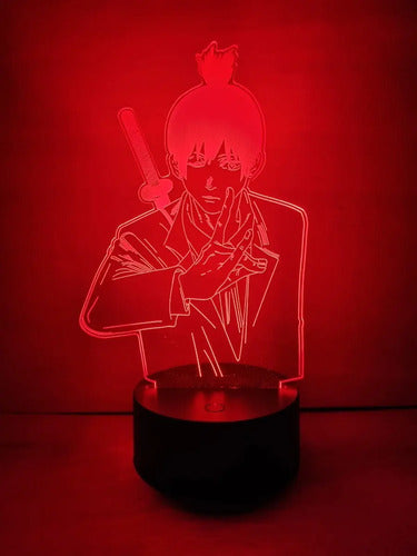 Aki Chainsaw Man Motosierra Lampara Led Ilusion 3d Anime Negro