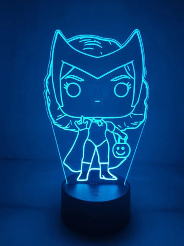 Wanda Bruja Marvel Funko Lampara Led Ilusion 3d Fanart Negra
