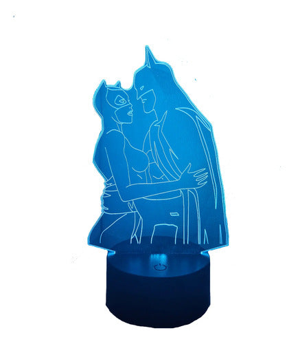 Lámpara Batman Y Gatubela Led Ilusión Decoración Fan Art