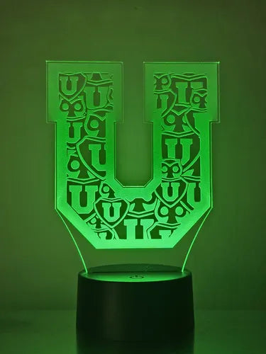 Lámpara Led 3d Equipo Fútbol U De Chile Logo Decoración Forma U