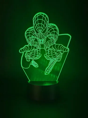 Spiderman Lampara Led Ilusión 3d Marvel Comics Decoracion