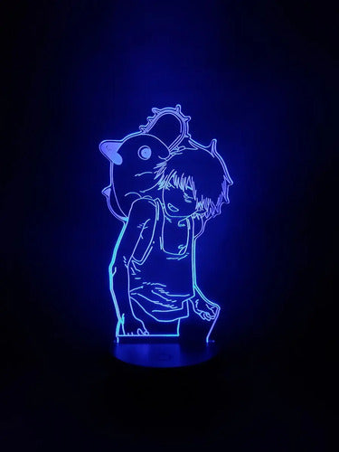 Chainsaw Man Motosierra Denji Pochita Lampara Led Ilusion 3d Negro