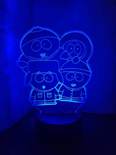 South Park Regalo Lampara Led Ilusion 3d Decoración Negro