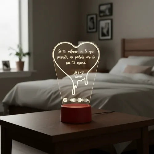 Lampara Led Día De Los Enamorados Corazón 7 Colores Rojo (base) Multicolor (7 Colores)