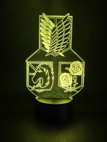 Lámpara Led 3d Escudos Shingeki No Kyojin Decoración Snk