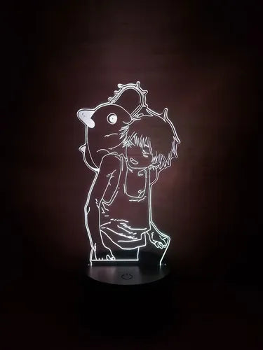 Chainsaw Man Motosierra Denji Pochita Lampara Led Ilusion 3d Negro