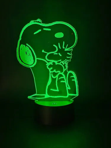 Lampara Led Ilusion 3d Snoopy Y Woodstock Decoracion