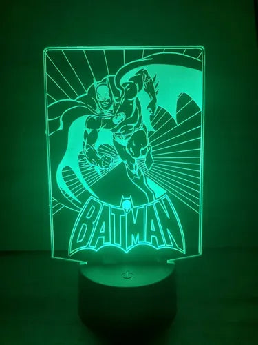 Batman Retro Comic Lampara Led 3d Decoracion Super Heroe Dc