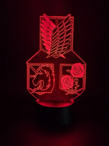 Lámpara Led 3d Escudos Shingeki No Kyojin Decoración Snk