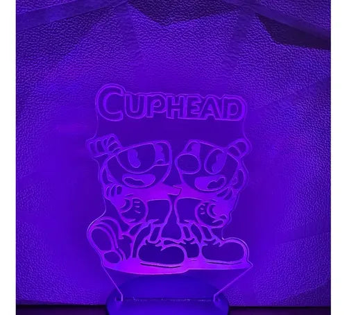 Cuphead Hermanos Lámpara Led Fanart Infantil Decoración Negro