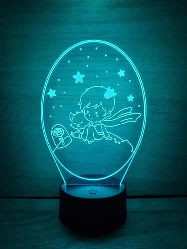 El Principito Lampara Led Ilusión 3d Decoración Rosa Zorro Negro