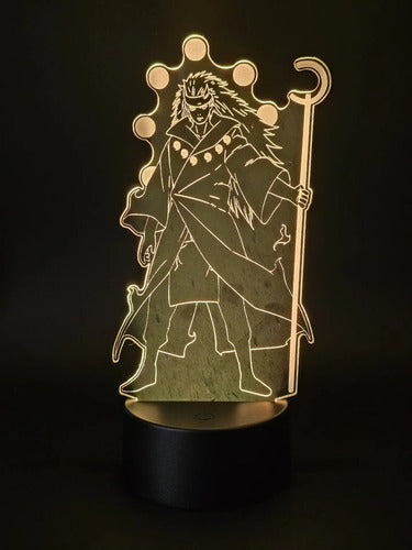 Madara Uchiha Sennin Lampara Led Ilusión 3d Naruto Anime Base Negra