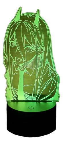 Chainsaw Man Power Motosierra Lampara Led Ilusion 3d Anime Negro