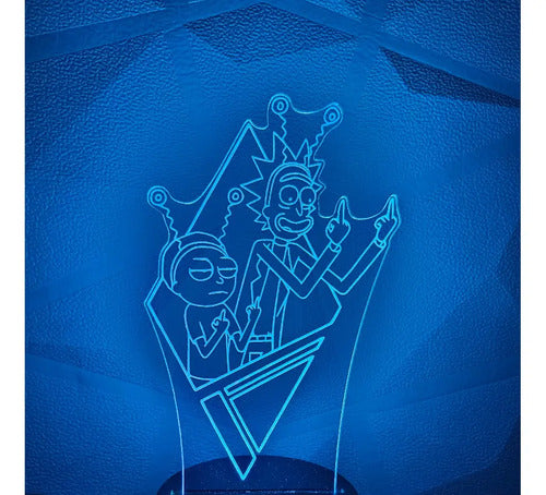 Rick Y Morty Saludo Marciano Lámpara Led Fanart Decorativo Negro