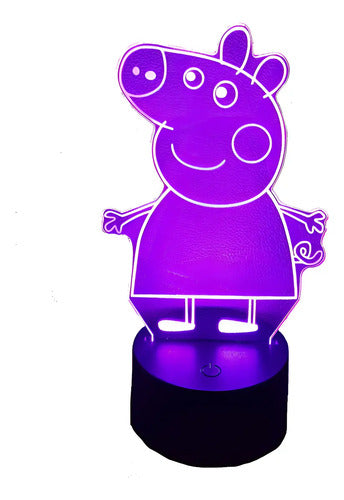 Peppa Pig Lámpara Led Fanart Infantil Decoración Negro