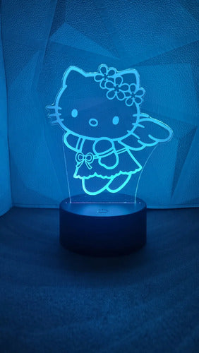 Lámpara De Mesa Hello Kitty Alas Negro Transparente