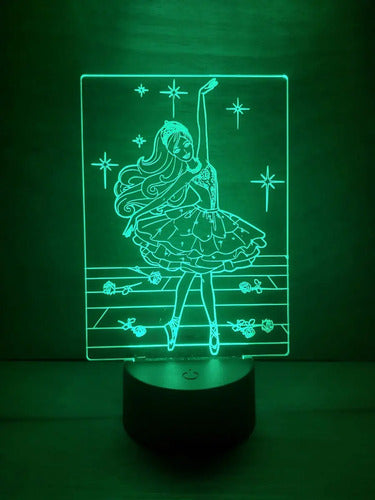 Barbie La Bailarina Mágica Lampara Led Ilusion 3d Decoracion Negro