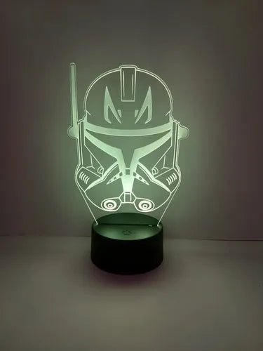 Lampara Led 3d Stormtrooper Star Wars Negro Base Multicolor (led Cambia Color, Mostrado Verde)