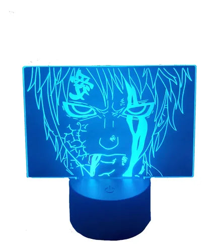 Gaara Lampara Led Ilusión 3d Naruto Decoración Anime Manga Base Negra