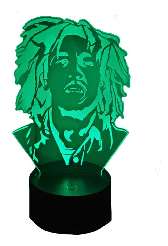 Lámpara Bob Marley Led Ilusión Decoración Fan Art