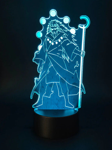Madara Uchiha Sennin Lampara Led Ilusión 3d Naruto Anime Base Negra