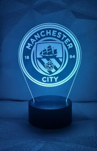 Manchester City Fútbol Lampara Led Ilusion 3d Fanart