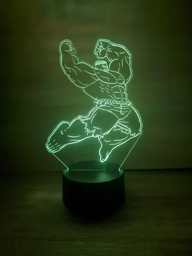 Hulk Lámpara Led Ilusión 3d Fanart Comic Marvel Negro