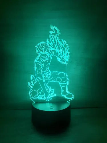 Todoroki Shoto My Hero Academia Bnh Lampara Led Decoracion Negro Verde