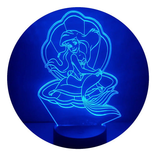 Lámpara Led La Sirenita Princesa Fan Art Decorativa