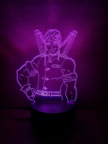Uzui Tengen Lámpara Led Ilusión 3d Luz Demon Slayer Kny Negro