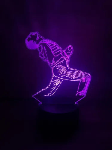 Freddie Mercury Queen Lampara Led 3d Decoracion Iluminacion Negro (base) / Verde (luz)
