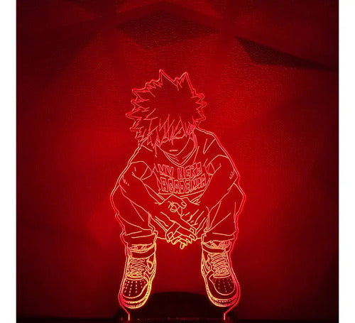 Bakugo Sentado Boku No Hero Lámpara Led Ilusión 3d Fanart