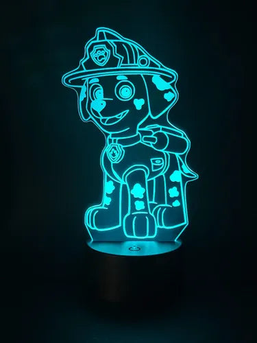 Lámpara Marshal Paw Patrol Led Ilusión Decoración Fan Art