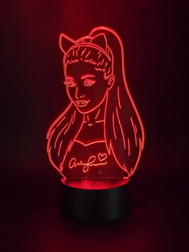 Ariana Grande Lampara Led Cantante Decoración Fanart Negra Transparente