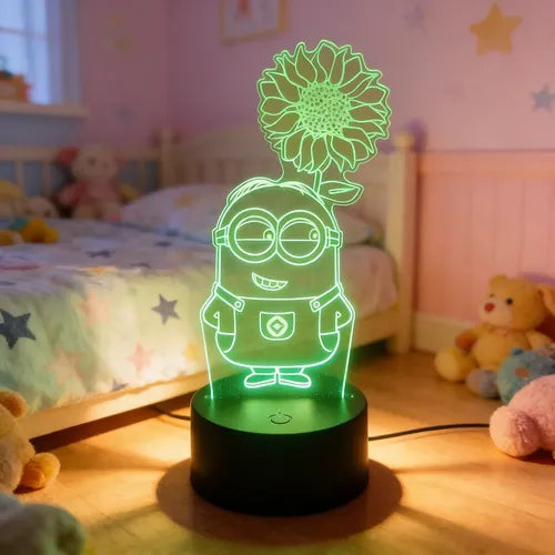 Minion Tierno Girasol Lámpara Led Animado Artline Infantil