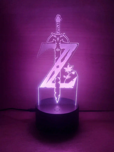 Legend Of Zelda Espada Link Lampara Led Ilusion 3d  Negro
