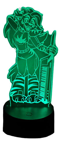 Roxy Five Nights At Freddy's Lámpara Led 3d Fnaf Led Negro Base Verde (iluminación)